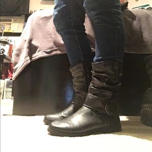 Black buckle boots